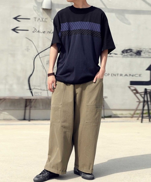 antiqua(アンティカ)の「ストライプ切替トップス(Tシャツ/カットソー・メンズ・ホワイト系その他/ブラック系その他・M/L/L/XL)」の8枚目の写真