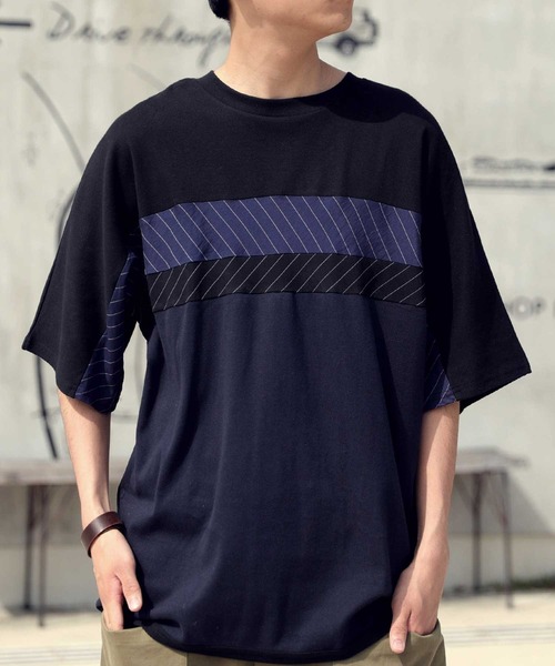 antiqua(アンティカ)の「ストライプ切替トップス(Tシャツ/カットソー・メンズ・ホワイト系その他/ブラック系その他・M/L/L/XL)」の12枚目の写真