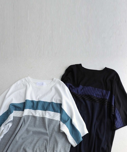 antiqua(アンティカ)の「ストライプ切替トップス(Tシャツ/カットソー・メンズ・ホワイト系その他/ブラック系その他・M/L/L/XL)」の13枚目の写真