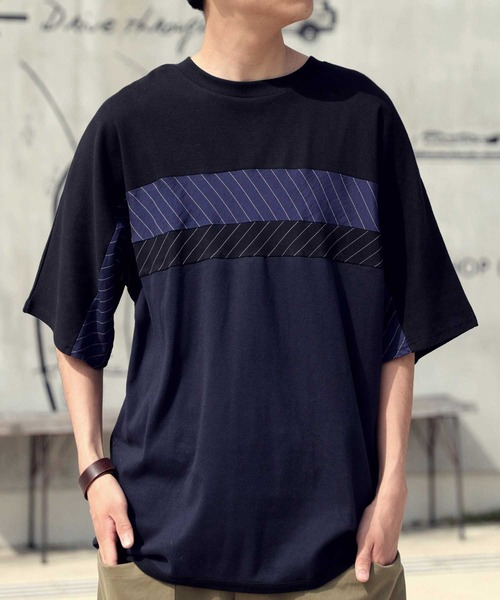 antiqua(アンティカ)の「ストライプ切替トップス(Tシャツ/カットソー・メンズ・ホワイト系その他/ブラック系その他・M/L/L/XL)」の22枚目の写真