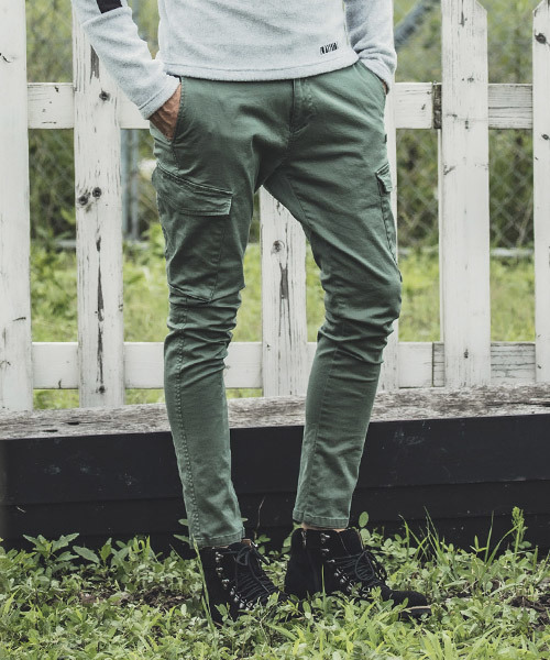 felkod（フィルコッド）の「mp7248-Tapered Skinny Cargo Pants カーゴパンツ（カーゴパンツ・メンズ・カーキ/ブラック・S/M/L）」の4枚目の写真
