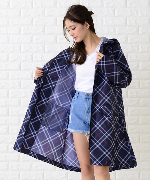 セール】長袖前開きジッパー軽量レインコート フリーサイズ