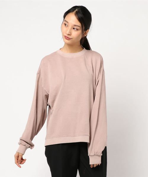 AMERICAN HOLIC(アメリカンホリック)の「ピグメントドロップショルダー裏毛プルオーバー*(Tシャツ/カットソー・レディース・チャコールグレー/ベージュ/カーキ/ピンク・M/L)」の4枚目の写真