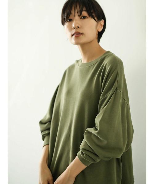AMERICAN HOLIC(アメリカンホリック)の「ピグメントドロップショルダー裏毛プルオーバー*(Tシャツ/カットソー・レディース・チャコールグレー/ベージュ/カーキ/ピンク・M/L)」の17枚目の写真