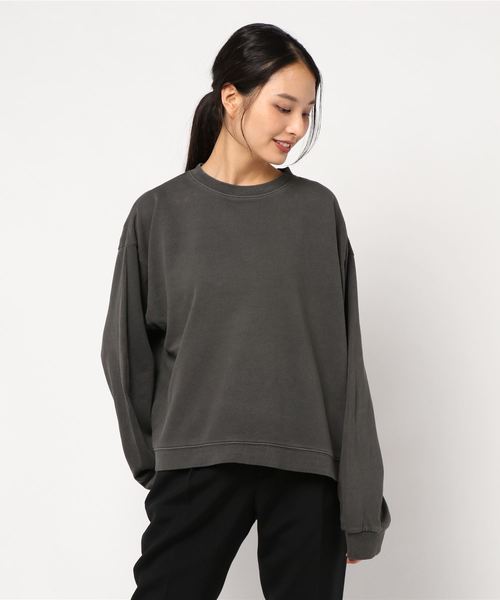 AMERICAN HOLIC(アメリカンホリック)の「ピグメントドロップショルダー裏毛プルオーバー*(Tシャツ/カットソー・レディース・チャコールグレー/ベージュ/カーキ/ピンク・M/L)」の7枚目の写真