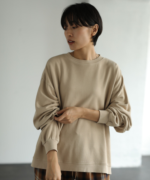 AMERICAN HOLIC(アメリカンホリック)の「ピグメントドロップショルダー裏毛プルオーバー*(Tシャツ/カットソー・レディース・チャコールグレー/ベージュ/カーキ/ピンク・M/L)」の6枚目の写真