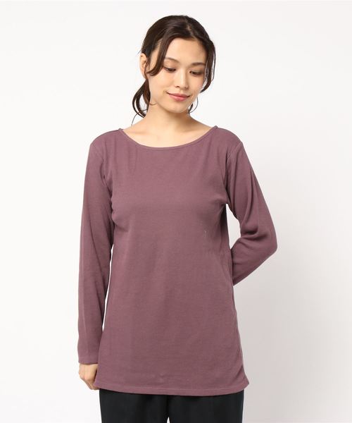 KOBE LETTUCE（コウベレタス）の「ホックデザインワンショルダータンクトップ&ロングTシャツセット【セットアップOK】（ニット/セーター・レディース・ブラック/ベージュ/パープル/グリーン・FREE）」の6枚目の写真