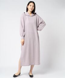 起毛リブフーディワンピース