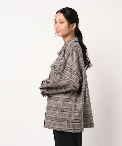 VENCEEXCHANGE(ヴァンスエクスチェンジ)の「グレンチェックカバーオール(シャツ/ブラウス・レディース・ベージュ/グレー・M)」の3枚目の写真
