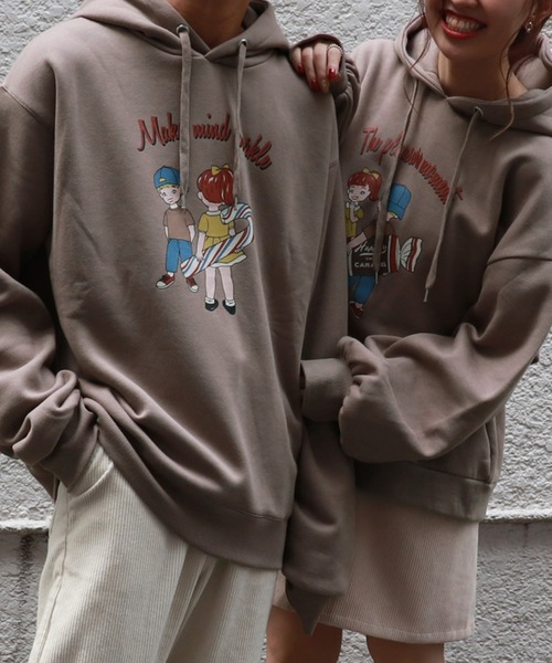 PairPair（ペアペア）の「男の子＆女の子お菓子プリントパーカー(メンズ)（パーカー・メンズ・アイボリー/モカ・FREE）」の12枚目の写真