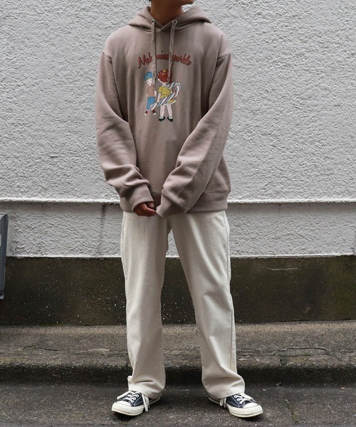 PairPair（ペアペア）の「男の子＆女の子お菓子プリントパーカー(メンズ)（パーカー・メンズ・アイボリー/モカ・FREE）」の6枚目の写真