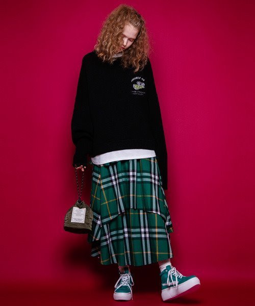 Candy Stripper(キャンディストリッパー)の「CHECK FLARE スカート(スカート・レディース・ネイビー/レッド/グリーン・2)」の7枚目の写真