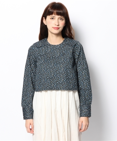 BEAMS BOY（ビームスボーイ）の「BEAMS BOY / ブロード フラワープリント 2重襟 ブラウス（シャツ/ブラウス・レディース・ブラック/ネイビー・ONE SIZE）」の9枚目の写真