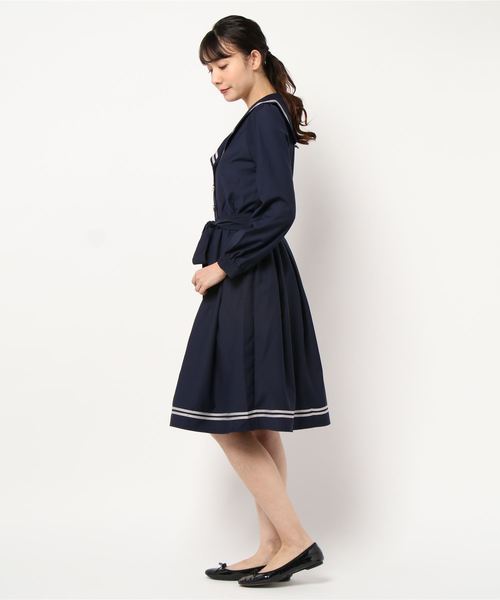axes femme POETIQUE（アクシーズファムポエティック）の「セーラーガウンワンピース（ワンピース・レディース・グレー/ネイビー/ベージュ・MEDIUM）」の5枚目の写真