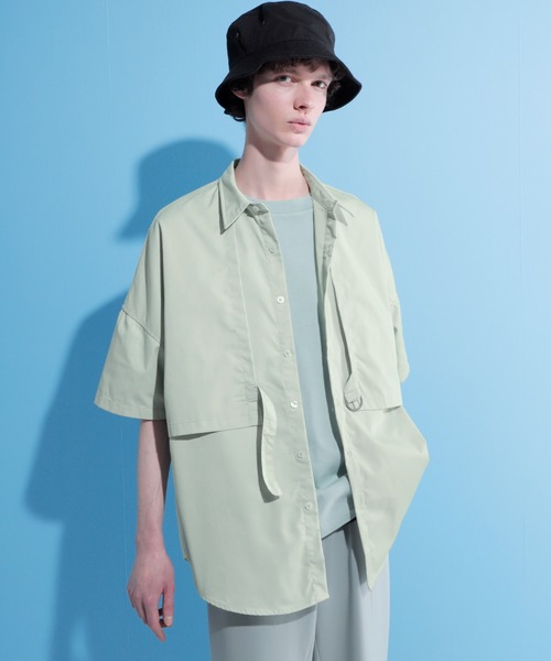 EMMA CLOTHES（エマクローズ）の「ヨークトレンチレイヤードワイドシャツ 1/2 sleeve(EMMA CLOTHES)（シャツ/ブラウス・メンズ・ブラック/グリーン系その他/グレイッシュベージュ・FREE）」の14枚目の写真