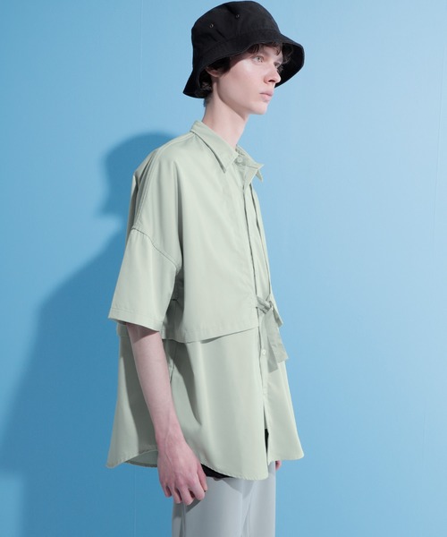 EMMA CLOTHES（エマクローズ）の「ヨークトレンチレイヤードワイドシャツ 1/2 sleeve(EMMA CLOTHES)（シャツ/ブラウス・メンズ・ブラック/グリーン系その他/グレイッシュベージュ・FREE）」の17枚目の写真