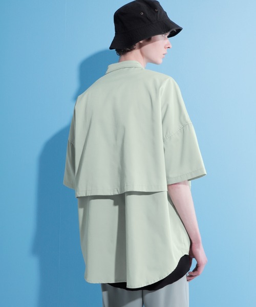 EMMA CLOTHES（エマクローズ）の「ヨークトレンチレイヤードワイドシャツ 1/2 sleeve(EMMA CLOTHES)（シャツ/ブラウス・メンズ・ブラック/グリーン系その他/グレイッシュベージュ・FREE）」の18枚目の写真