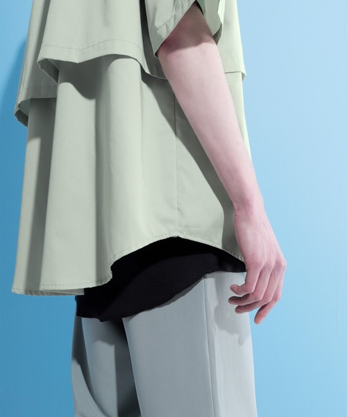 EMMA CLOTHES（エマクローズ）の「ヨークトレンチレイヤードワイドシャツ 1/2 sleeve(EMMA CLOTHES)（シャツ/ブラウス・メンズ・ブラック/グリーン系その他/グレイッシュベージュ・FREE）」の20枚目の写真