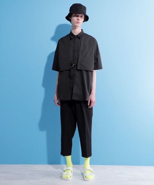 EMMA CLOTHES（エマクローズ）の「ヨークトレンチレイヤードワイドシャツ 1/2 sleeve(EMMA CLOTHES)（シャツ/ブラウス・メンズ・ブラック/グリーン系その他/グレイッシュベージュ・FREE）」の6枚目の写真