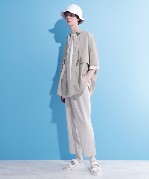 EMMA CLOTHES（エマクローズ）の「ヨークトレンチレイヤードワイドシャツ 1/2 sleeve(EMMA CLOTHES)（シャツ/ブラウス・メンズ・ブラック/グリーン系その他/グレイッシュベージュ・FREE）」の11枚目の写真