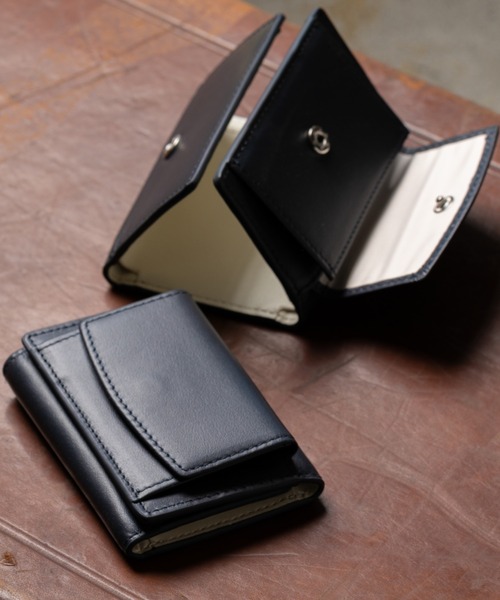 MURA（ムラ）の「イタリアンレザー スキミング防止 三つ折り ミニ財布（財布・メンズ・ネイビー×ホワイト/グレー×ホワイト/ブラック/グリーン/ブラウン・FREE）」の14枚目の写真