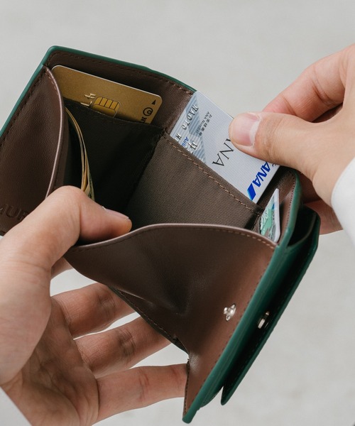 MURA（ムラ）の「イタリアンレザー スキミング防止 三つ折り ミニ財布（財布・メンズ・ネイビー×ホワイト/グレー×ホワイト/ブラック/グリーン/ブラウン・FREE）」の22枚目の写真