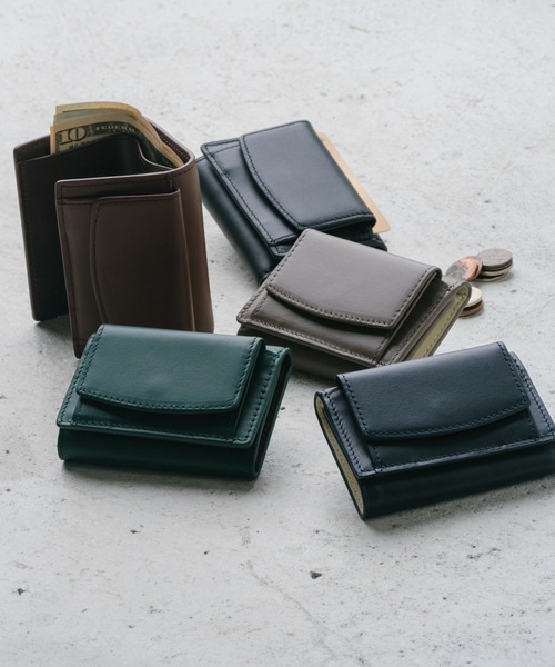 MURA（ムラ）の「イタリアンレザー スキミング防止 三つ折り ミニ財布（財布・メンズ・ネイビー×ホワイト/グレー×ホワイト/ブラック/グリーン/ブラウン・FREE）」の8枚目の写真