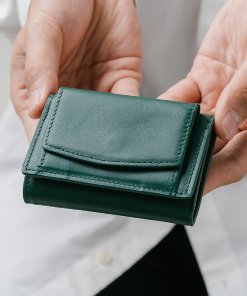 MURA（ムラ）の「イタリアンレザー スキミング防止 三つ折り ミニ財布（財布・メンズ・ネイビー×ホワイト/グレー×ホワイト/ブラック/グリーン/ブラウン・FREE）」の9枚目の写真