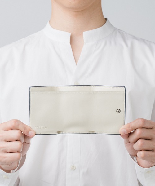 MURA（ムラ）の「イタリアンレザー スキミング防止 三つ折り ミニ財布（財布・メンズ・ネイビー×ホワイト/グレー×ホワイト/ブラック/グリーン/ブラウン・FREE）」の7枚目の写真