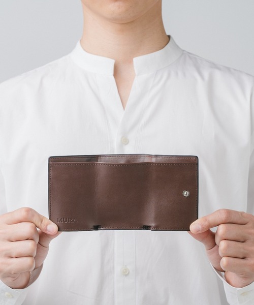 MURA（ムラ）の「イタリアンレザー スキミング防止 三つ折り ミニ財布（財布・メンズ・ネイビー×ホワイト/グレー×ホワイト/ブラック/グリーン/ブラウン・FREE）」の6枚目の写真