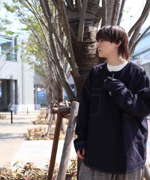 rovtski(ロフトスキー)の「CLASSIC ROVTSKI NO COL SHIRT/オーバーサイズノーカラーシャツ(シャツ/ブラウス・メンズ・ライトグレー/ライトブラウン/スミクロ・FREE)」の10枚目の写真