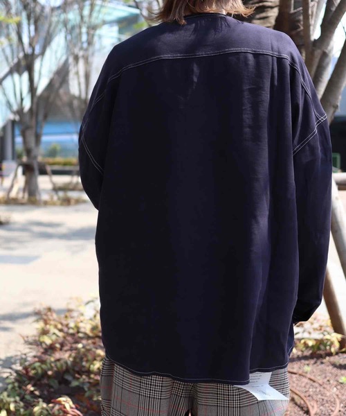 rovtski(ロフトスキー)の「CLASSIC ROVTSKI NO COL SHIRT/オーバーサイズノーカラーシャツ(シャツ/ブラウス・メンズ・ライトグレー/ライトブラウン/スミクロ・FREE)」の11枚目の写真