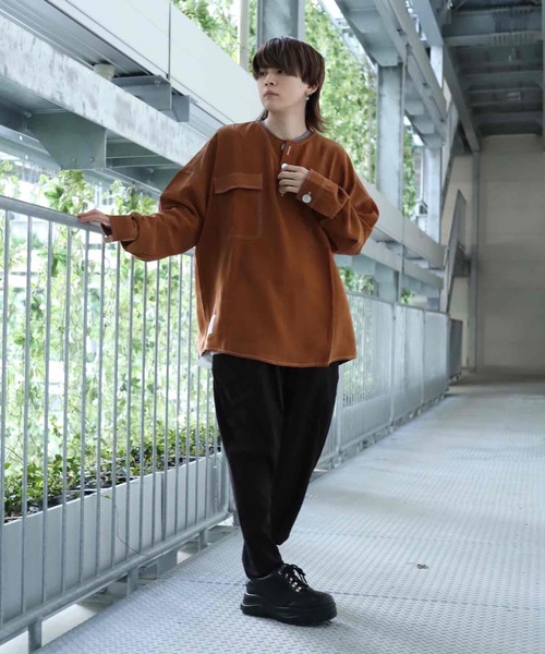 rovtski(ロフトスキー)の「CLASSIC ROVTSKI NO COL SHIRT/オーバーサイズノーカラーシャツ(シャツ/ブラウス・メンズ・ライトグレー/ライトブラウン/スミクロ・FREE)」の22枚目の写真