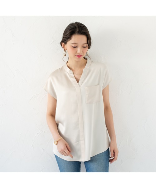 LOUNGEDRESS（ラウンジドレス）の「サテン切り替えブラウス（シャツ/ブラウス・レディース・ベージュ/サックスブルー・FREE）」の19枚目の写真