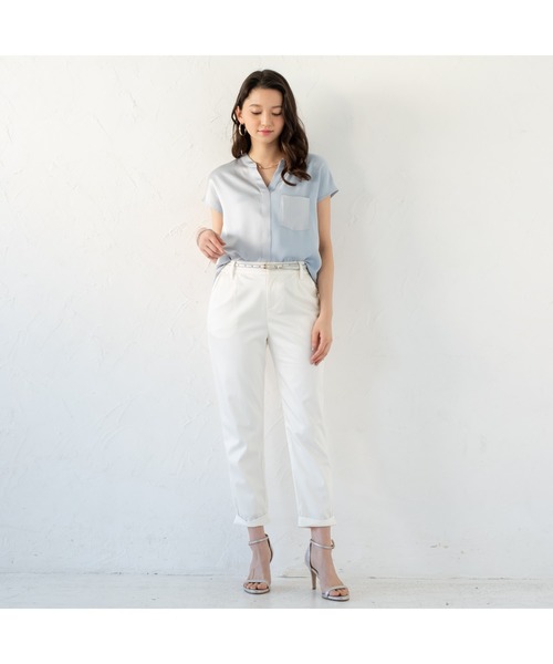 LOUNGEDRESS（ラウンジドレス）の「サテン切り替えブラウス（シャツ/ブラウス・レディース・ベージュ/サックスブルー・FREE）」の4枚目の写真