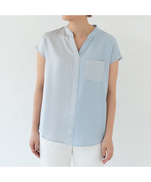 LOUNGEDRESS（ラウンジドレス）の「サテン切り替えブラウス（シャツ/ブラウス・レディース・ベージュ/サックスブルー・FREE）」の8枚目の写真