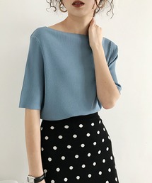Doula Doula | 5分袖サマーリブニットトップス(ニット/セーター)