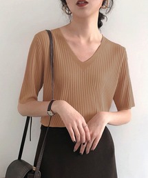 Doula Doula（ドゥーラドゥーラ）の「5分袖サマーリブニットトップス（ニット/セーター）」