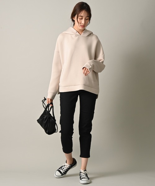 blanc basque（ブランバスク）の「【Pearl button】ダンボールニットフーディー（パーカー・レディース・ブラック/ベージュ/グレー・FREE）」の8枚目の写真