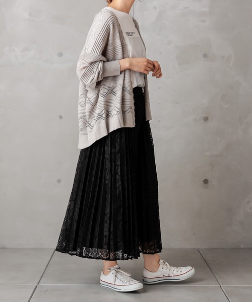 PUAL CE CIN（ピュアルセシン）の「レースジャガードカーデ（カーディガン/ボレロ・レディース・ブラック/グレー/グレイッシュベージュ・FREE）」の12枚目の写真