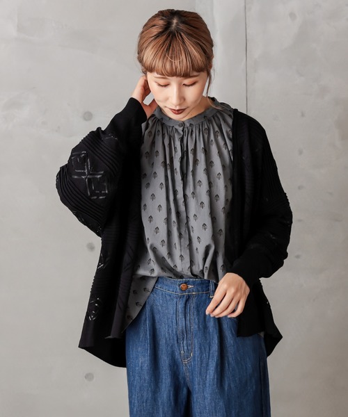 PUAL CE CIN（ピュアルセシン）の「レースジャガードカーデ（カーディガン/ボレロ・レディース・ブラック/グレー/グレイッシュベージュ・FREE）」の18枚目の写真