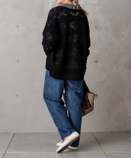 PUAL CE CIN（ピュアルセシン）の「レースジャガードカーデ（カーディガン/ボレロ・レディース・ブラック/グレー/グレイッシュベージュ・FREE）」の11枚目の写真