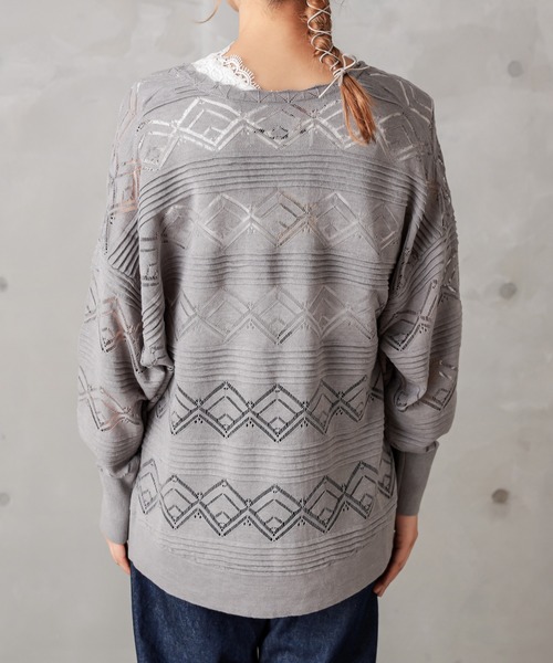 PUAL CE CIN（ピュアルセシン）の「レースジャガードカーデ（カーディガン/ボレロ・レディース・ブラック/グレー/グレイッシュベージュ・FREE）」の15枚目の写真