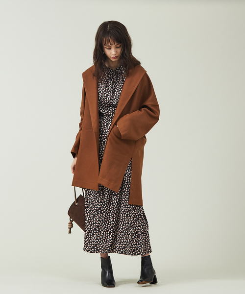 qualite（カリテ）の「リーフ柄2WAYワンピース（ワンピース・レディース・ライトブルー/ブラウン・フリー）」の18枚目の写真