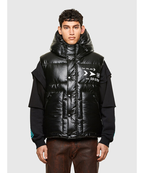 中綿ベスト 中綿ベスト ブルゾン メンズ フード フード ベスト プリント ブルゾン Diesel ディーゼル のファッション