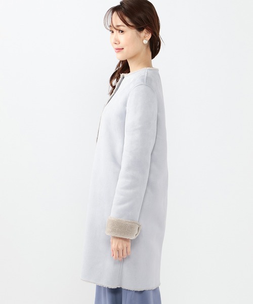 Petit Honfleur（プチオンフルール）の「フェイクムートンロングコート（ムートンコート・レディース・グレー/モカ/サックスブルー・9号/11号）」の10枚目の写真