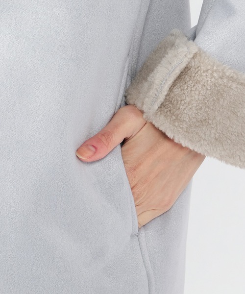 Petit Honfleur（プチオンフルール）の「フェイクムートンロングコート（ムートンコート・レディース・グレー/モカ/サックスブルー・9号/11号）」の5枚目の写真