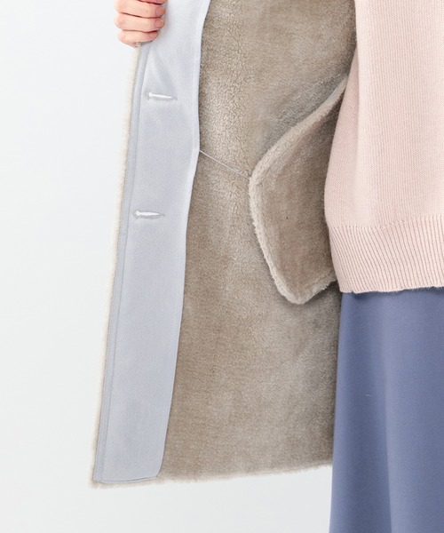 Petit Honfleur（プチオンフルール）の「フェイクムートンロングコート（ムートンコート・レディース・グレー/モカ/サックスブルー・9号/11号）」の8枚目の写真