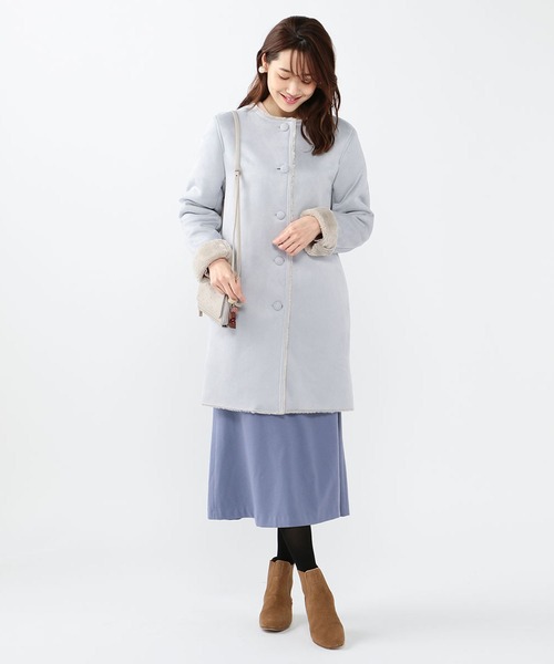 Petit Honfleur（プチオンフルール）の「フェイクムートンロングコート（ムートンコート・レディース・グレー/モカ/サックスブルー・9号/11号）」の9枚目の写真