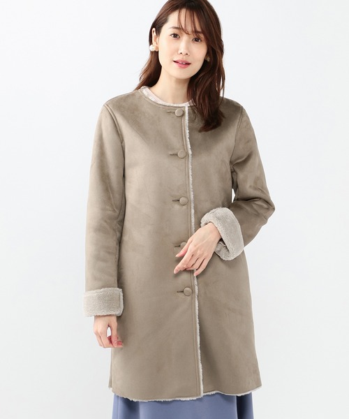 Petit Honfleur（プチオンフルール）の「フェイクムートンロングコート（ムートンコート・レディース・グレー/モカ/サックスブルー・9号/11号）」の19枚目の写真